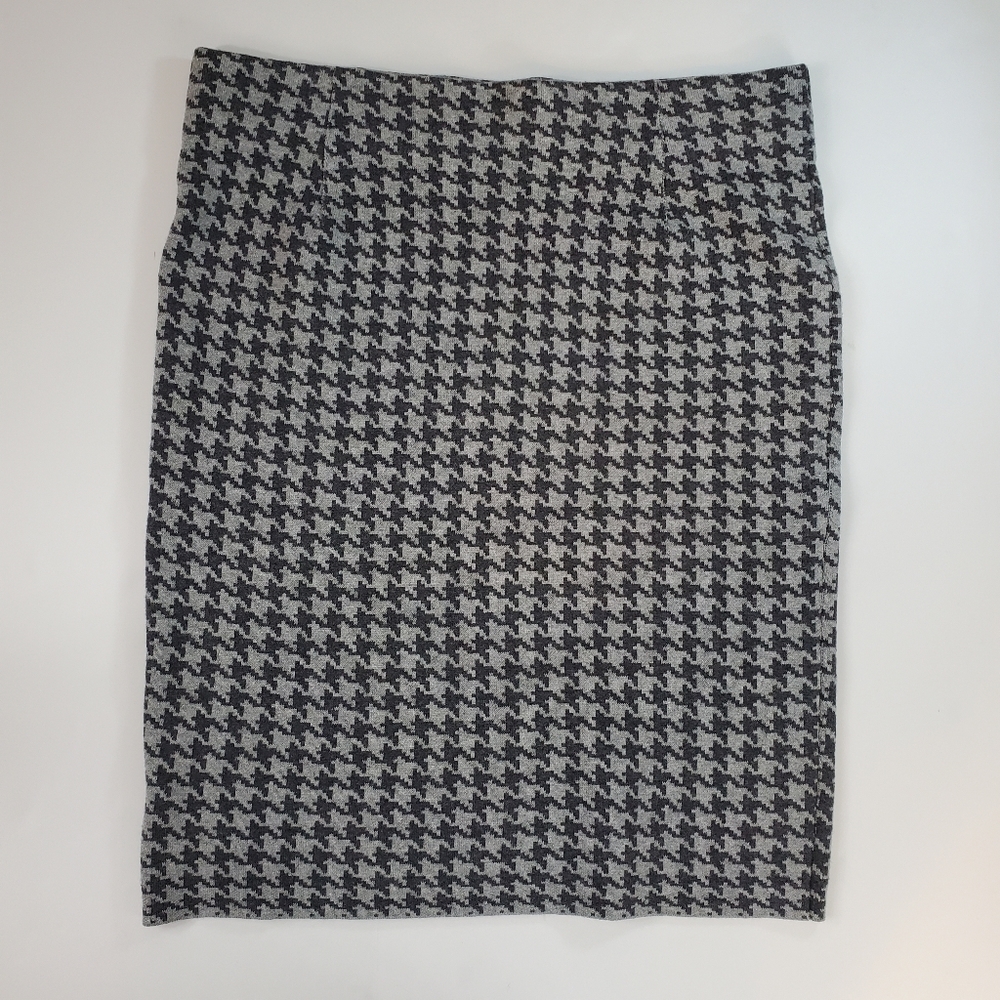 NWT Chaps 2 Tone Gray Houndstooth Pencil Skirt